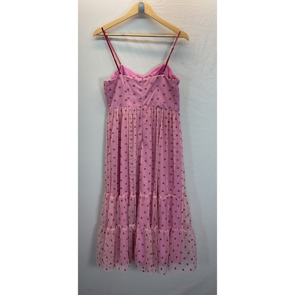 NEW Betsey Johnson Heart Pink Bustier Corset Tulle Midi Dress size 10 flowy - Picture 4 of 10